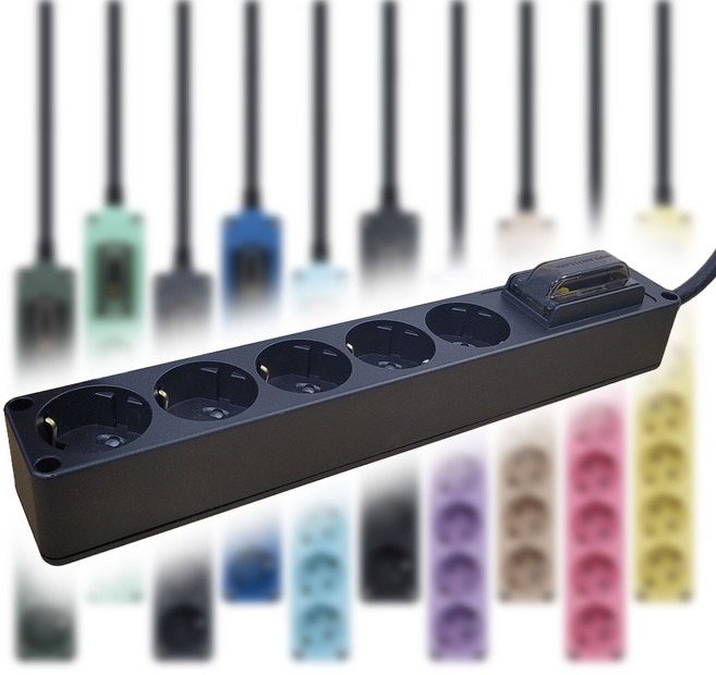 현대 고용량 멀티탭 오브제 국산 4000W 누전차단 과부하차단 멀티콘센트 5구 10컬러, 1.5m, 블랙, 1개