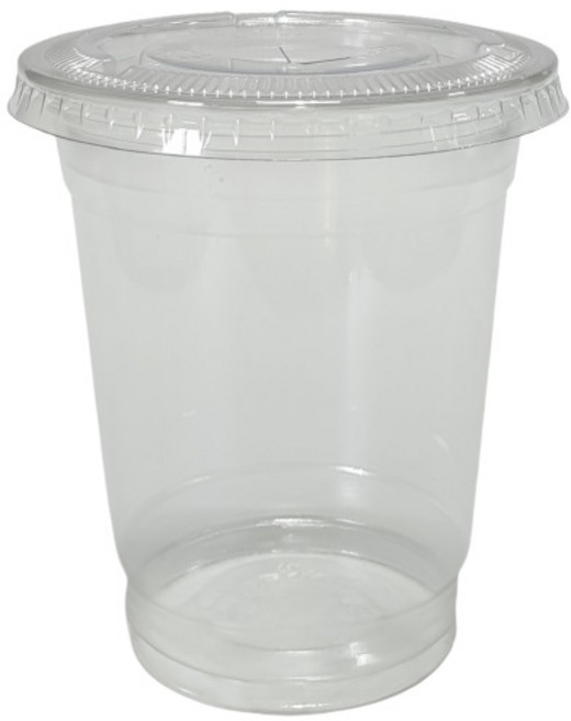 생활을그리다 투명 PET 아이스컵 + 평뚜껑, 1개, 200개입, 410ml