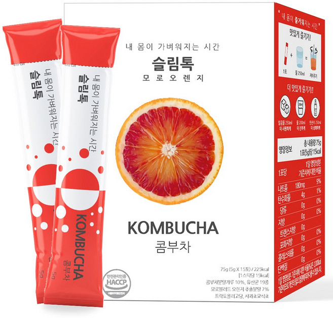 퓨어리턴 슬림톡 콤부차 모로오렌지 5g 유산균 사과초모식초 애플사이다비니거 효능, 15개입, 1개