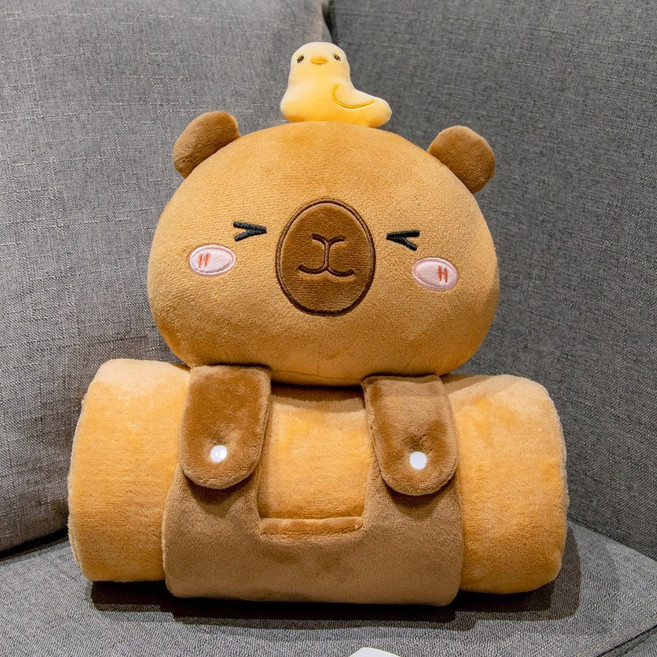동물 캐릭터 낮잠 담요 쿠션 인형, 카피바라B, 1.0M*1.7M