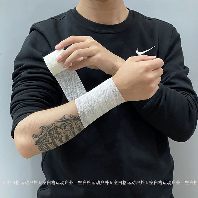 運動纏繞繃帶 自黏護腕 男女健身加壓護手腕 夏季薄款彈力護腕帶 可調節, （白色）5米,5m*5cm（1個）, 1個
