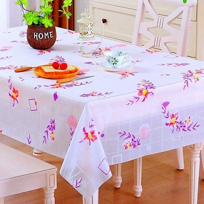塑料防水防油免洗桌布 月季花圖案 100*160cm, 1個, 紫藤花,100*100cm正方形桌佈