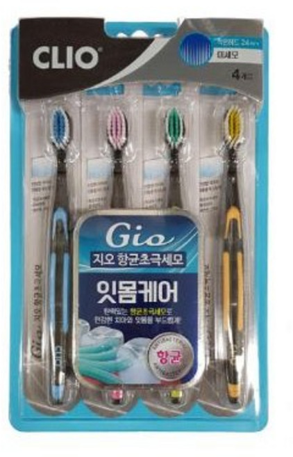 크리오/클리오 지오 Gio 향균&베이킹소다 초극세모 칫솔 4개입X2팩 (신형), 4개입, 3개