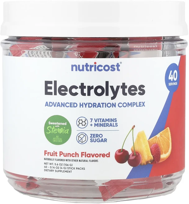 효과가 좋은 Nutricost 전해질 고급 수분 복합체 과일 펀치 스틱팩 40개 개당 4g(0.14oz) 최저가격 - 쿠팡