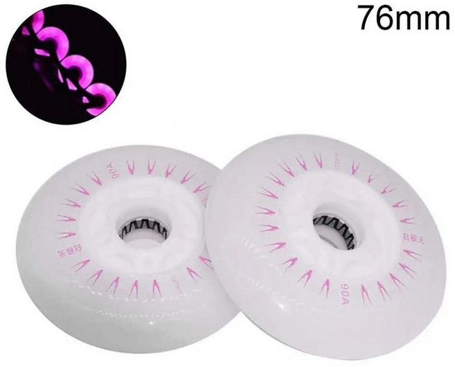 인라인 롤러 스케이트 바퀴 휠 베어링 스피드 스케이팅 LED 라이트 깜박이는 야외 스포츠 액세서리 80 76 72mm, Pink 76mm, 1개