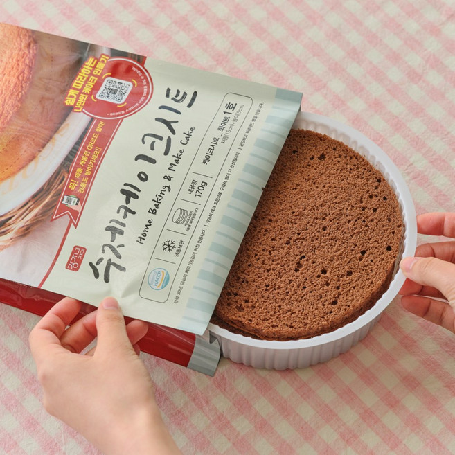 장가네제과 수제 케이크시트 (초코/1호) [노오븐 케이크만들기 홈베이킹 DIY케이크], 1개, 170g