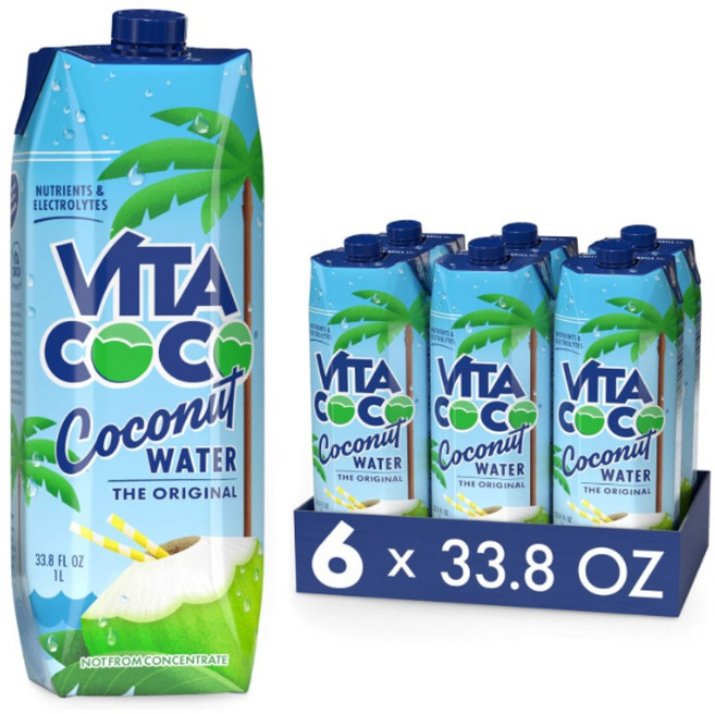 Vita Coco Coconut Water Original 비타 코코 코코넛 워터 오리지널, 6개, 1L