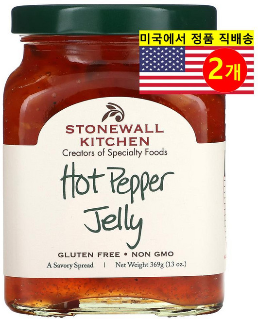 Stonewall Kitchen 다양한 요리에 달콤하고 매운 맛을 더해 주는 핫 페퍼 젤리 소스 마일드 369g 1개, 2개