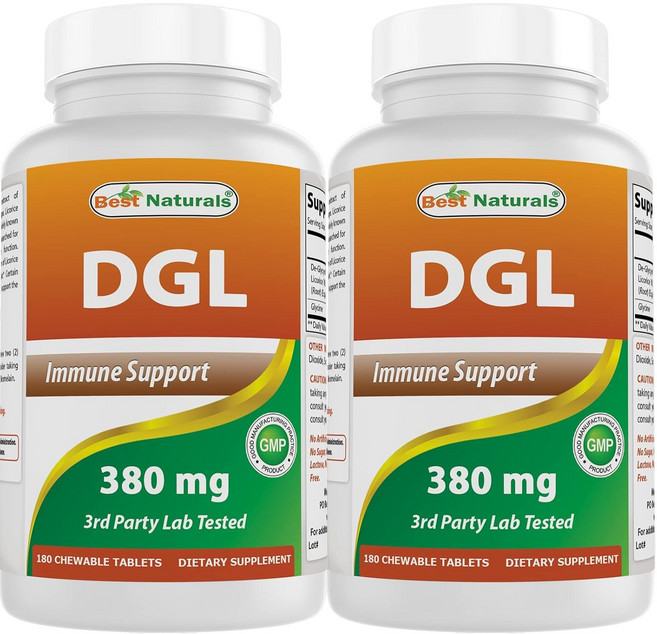 베스트네츄럴스 DGL 380mg 츄어블 타블렛, 2개, 180정