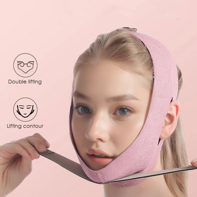 셀데이템 브이라인 얼굴 리프팅 밴드 V라인 땡김이, 1개, V라인밴드 핑크