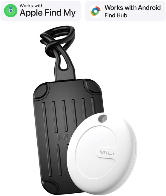 MiLi 미태그 듀얼 삼성 갤럭시 애플 에어태그 스마트 태그 캐리어 러기지택 위치추적기, 블랙 러기지택 X 화이트, 1개