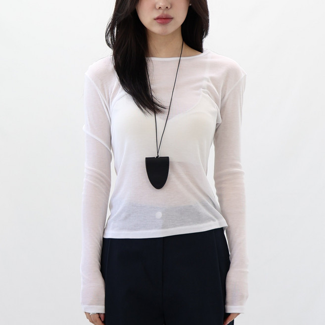 더한땀 여성 텐셀 라운드넥 긴팔 이너 티셔츠
