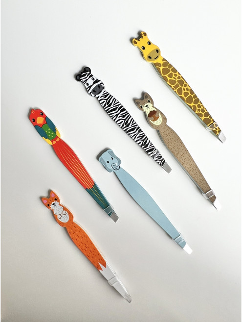 웜브릿지 귀여운 동물 쪽집게 눈썹 인그로우헤어 흰머리 핀셋 ( 6개입 ), 1개, 애니멀