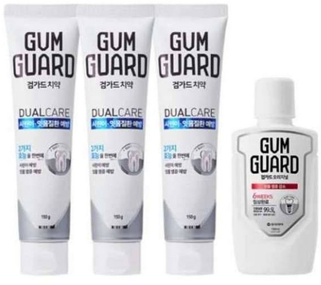 검가드 치약 3개+ 검가드 오리지날 100ml 세트