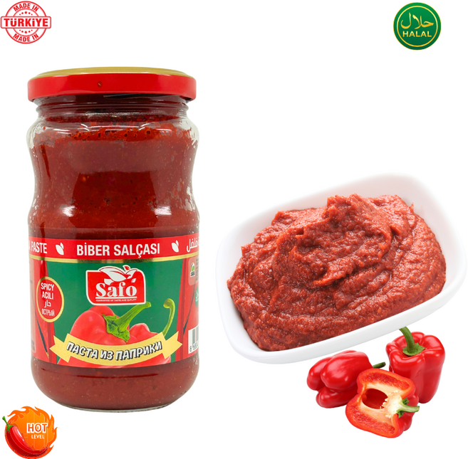 Halal Hot-Spicy Paprika Paste Turkiye 사포 터키산 매운 파프리카 페이스트 할랄, 1개, 370g