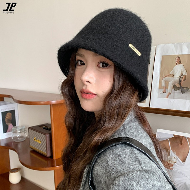 베이직 숏챙 니트 겨울 무봉제 버킷햇 벙거지 모자 겨울 여성모자 울니트