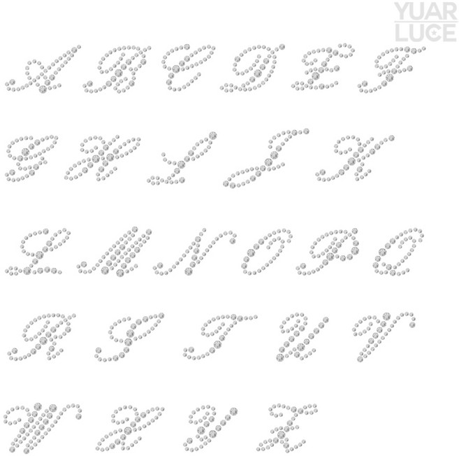 유아루체 필기체 이니셜 알파벳 셋트 (A-Z한판) - 붙이는큐빅 핫픽스 모티브, 1개