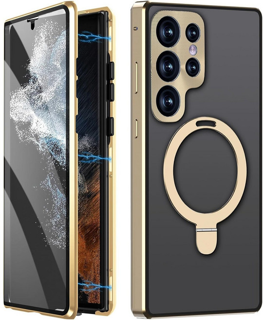 헤미션 겔럭시 S24 울트라 풀커버 매그세이프 케이스 - 양면강화유리 마그네틱 자동흡착 MagSafe 거치대 케이스 C24US