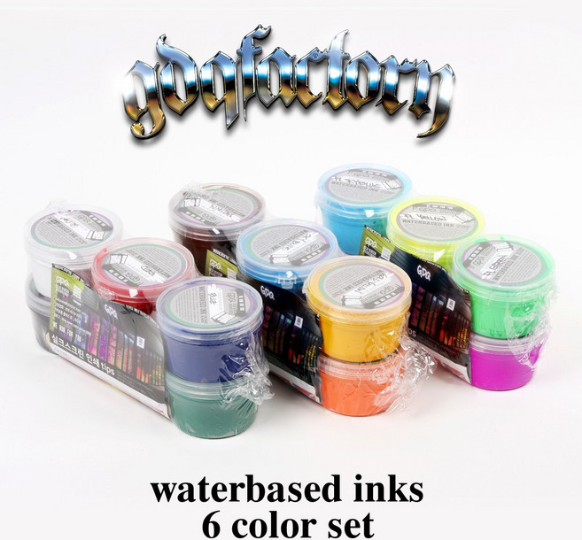 지디큐 팩토리 실크스크린 재료 나염용 수성잉크 6개 1세트 200g x 6ea, 기본키트