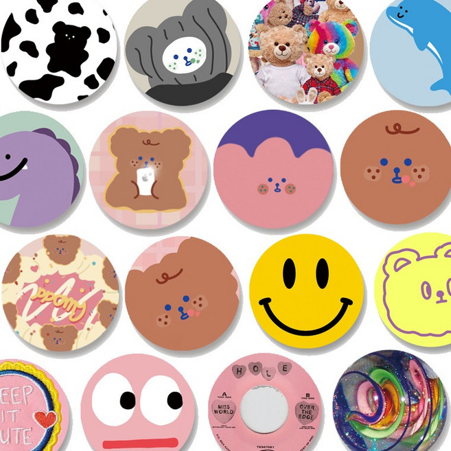 시안샵 200가지 스마트 톡 휴대폰 핑거 거치대 고양이 강아지 캐릭터 커플 레옹 봄 복숭아 라라랜드 푸들, 134.과일패턴-베리하나, 1개