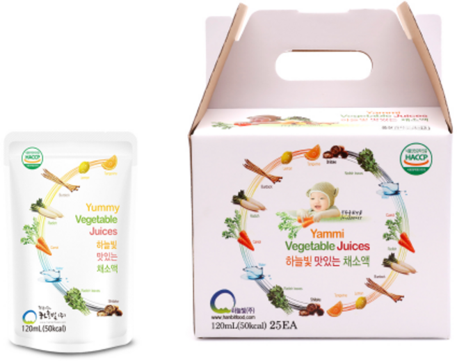 유기농 야채수 하늘빛 맛있는 채소액 120ml x 25포, 25개