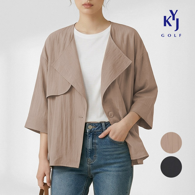 김영주골프 여름 7부 아우터 루즈핏 여성 썸머 브이넥 자켓 DQMLJK03