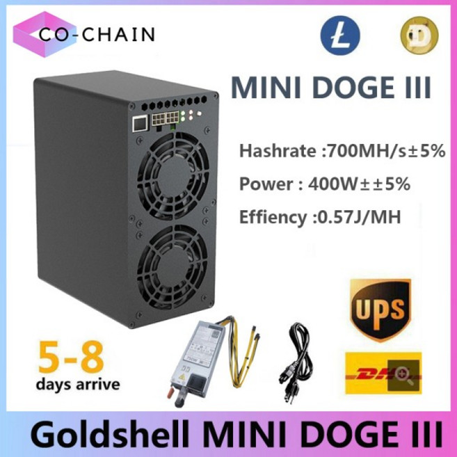 골드쉘 미니 도지 3 마이너 LTC 및 도지 코인 채굴기 PSU 도지 채굴기 포함 700MH/S 400W, 01 Miner Without PSU