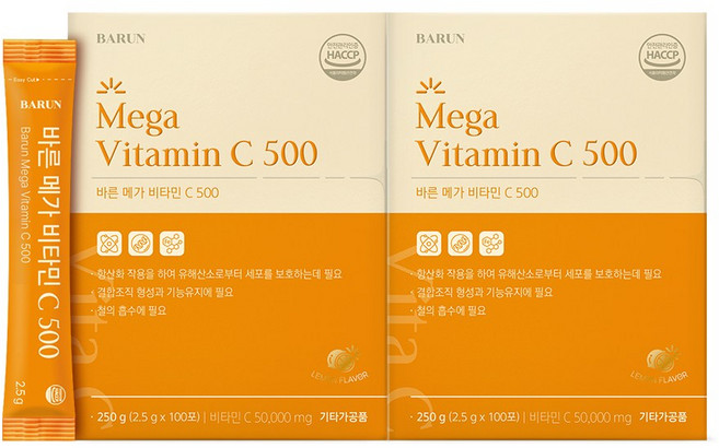 바른 메가 비타민C 분말, 250g, 2박스