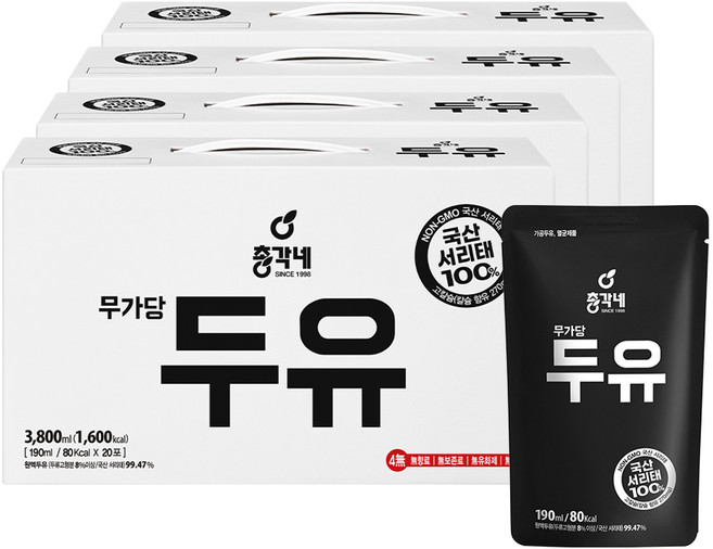 총각네 무가당두유, 190ml, 80개