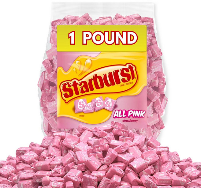 스타버스트 후르츠 젤리 올 핑크 쉐어링 츄 캔디 원파운드, 단품, 단품