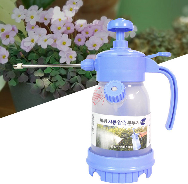수지매트 화분 세차 원예 청소 파워자동압축분무기, 1개, 혼합색상, 1.2L 92002