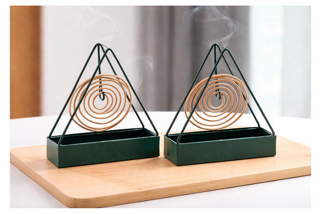 딜리버샵 모기향 거치대 야외 캠핑용 삼각홀더 2개, 그린+그린