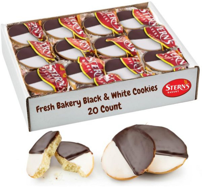 Stern's Bakery 케이크 스낵 흑백 쿠키 20개 고급 개별 포장 뉴욕 부활절 선물 바구니 코셔 유제품 및 견과류 무첨가 스턴스 베이커리, Stern's Bakery 케이크 스낵 흑백 쿠키 20, 1개