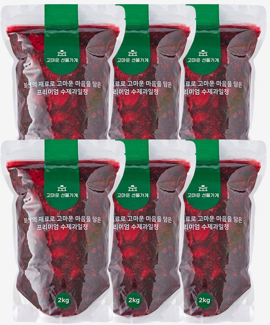 고마운선물가게 베리베리청 2kg 수제청 과일청 카페 납품 대용량, 6개입, 1개