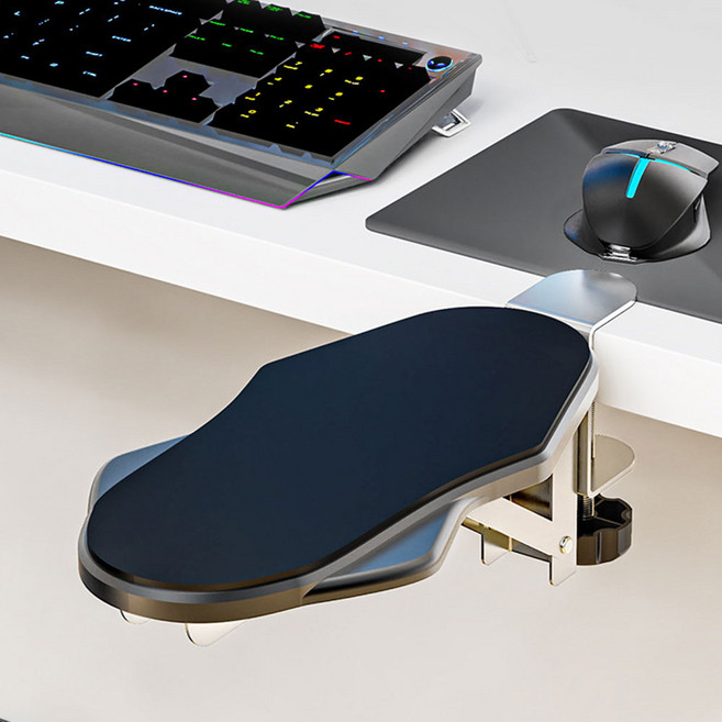 책상 팔받침대 마우스 팔걸이 받침대 의자 손목 팔거치대 컴퓨터 팔받침 거치대 팔꿈치 확장 패드 거치형 쿠션 거치대, 블랙, 1개