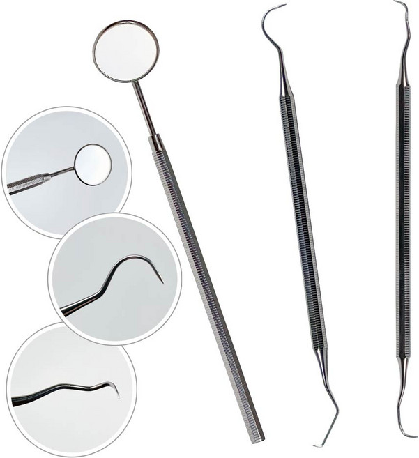 고급 의료용 치석제거기 샤프 블런트 탐침 미러 치과 셀프 스케일링 기구, 치경, 1개