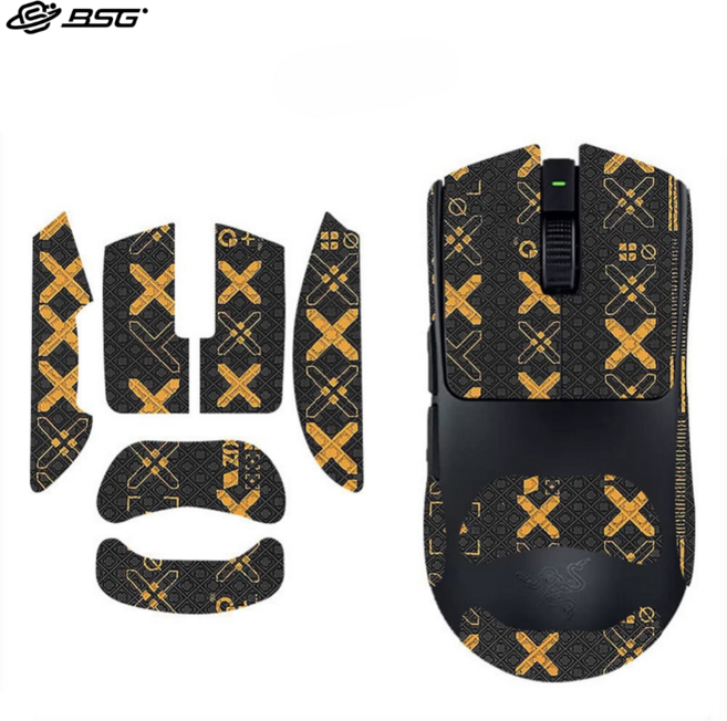 BSG 레이저 VIPER 바이퍼 V4 PRO 마우스 전용 그립테이프 풀커버 바브삼 논슬립패치 스티커 보호스킨 땀방지 변색방지 BTL, 1개, 블랙 골드