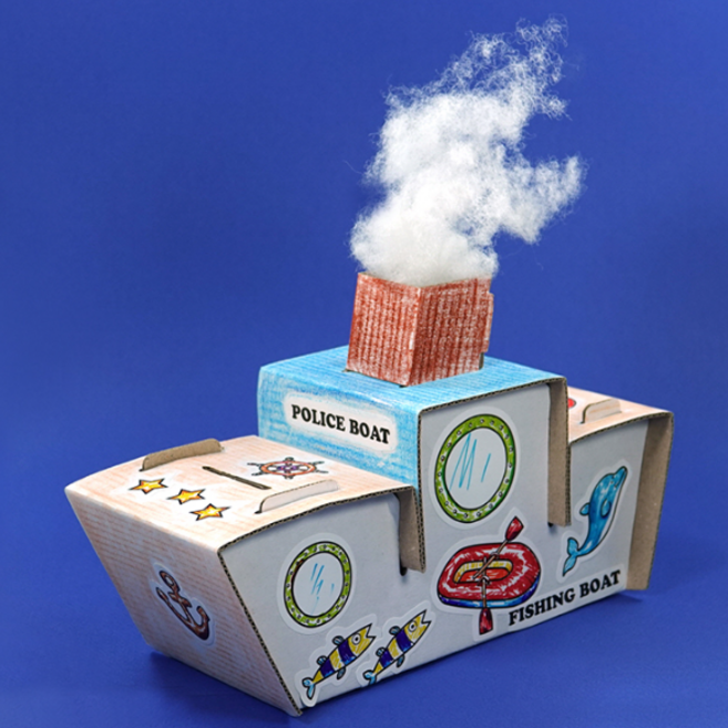 퍼니스쿨 종이배저금통 통통배 조립저금통 종이저금통 저금통 만들기 종이공작 저금통 꾸미기 5개이상구매가능, 1세트, 5개