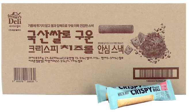 국산쌀로 구운 크리스피 치즈롤 100개입, 850g, 1박스
