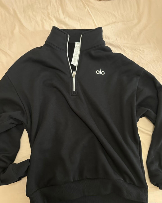 알로요가 아콜레이드 남성 알로 반바지 아이보리 후디 스웨트팬츠 요가 반집업 로고 풀오버