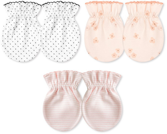 메르베 봄 여름 순면 신생아용 아기 손싸개 3종 세트