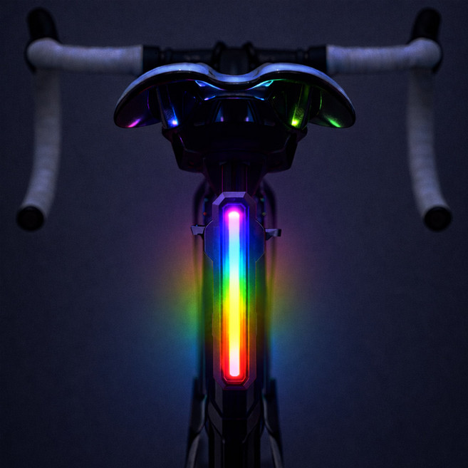 블레오 충전식 RGB 자전거 후미등 레인보우, 1세트, 칼라풀