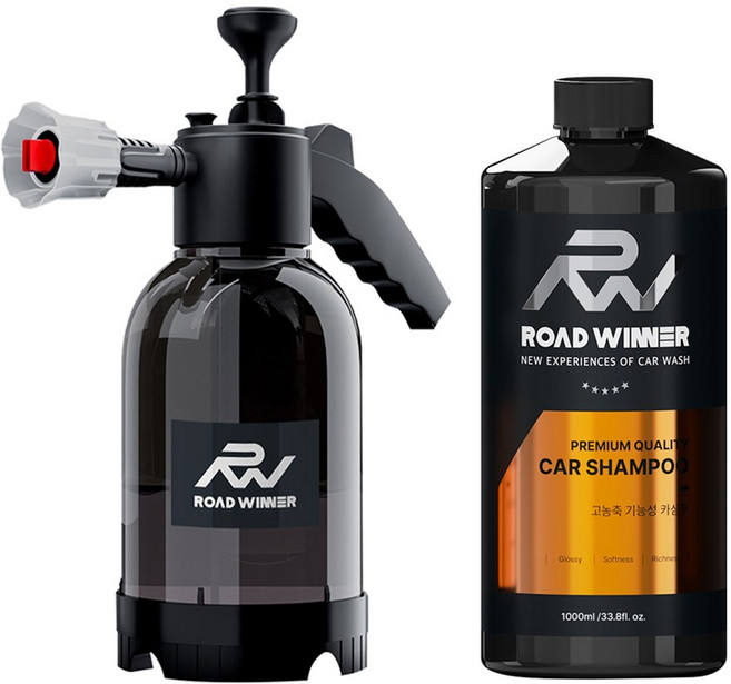 로드위너 세차 스프레이 폼건 2L+ 대용량 고농축 카삼푸 1000ml, 1세트