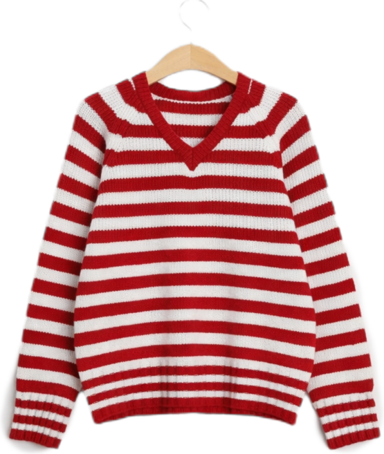 나띠아 단가라 스트라이프 브이넥 루즈핏 니트 6color