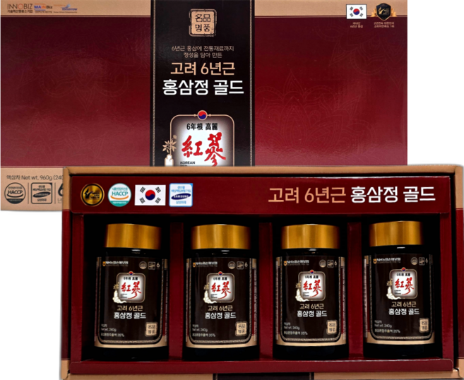 고려 6년근 홍삼정골드 240g 쇼핑백증정, 4개