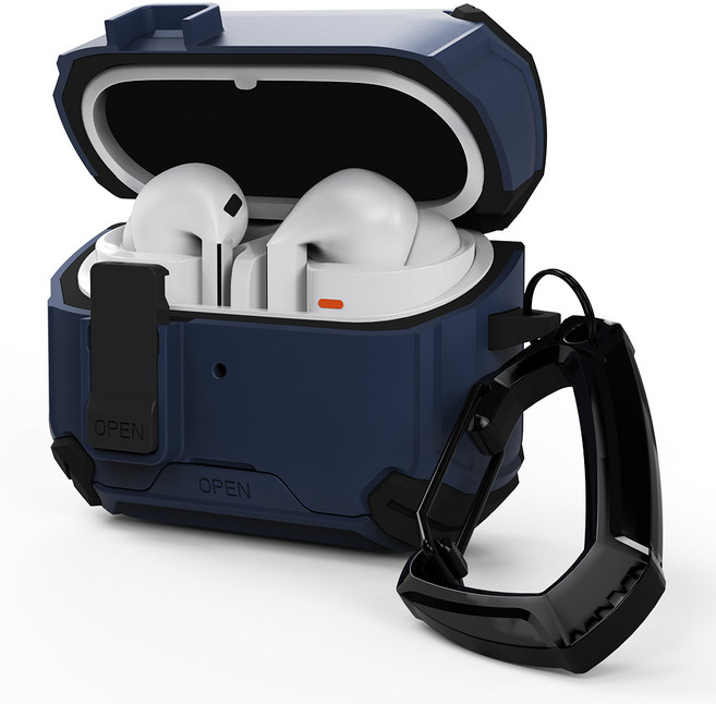 5세컨즈 범블 분실방지 잠금 락 갤럭시 버즈 케이스 + 카라비너 세트, 네이비, 버즈3/3프로/3FE