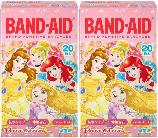 [밴드에이드 Band-Aid] 반창고 응급처치 붕대 디즈니 프린세스 20매 x 2팩, 1개