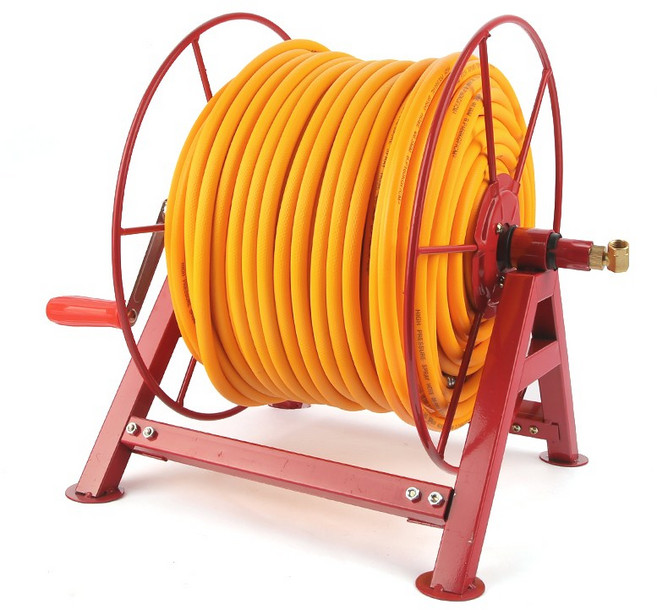 100m 호스릴 농업용 고압 릴호스 원예용 철제 튜브릴링기계 줄꼬임방지 호스감는 기계(M14용), 레드, 1개