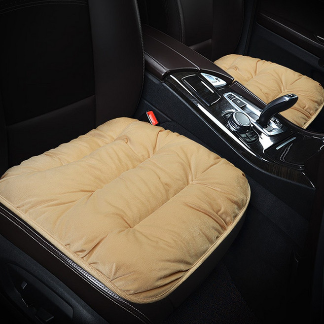 벤비아믹스 뭉쿠 차량용 방석 단품 시트쿠션 시트커버 사계절 두꺼운방석 겨울방석 벨벳 극세사 자동차 장거리 방석 00796, 1세트, 1. 앞좌석 뮤트 베이지 2개