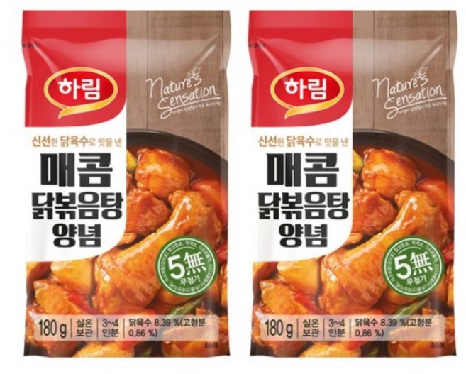 하림 매콤 닭볶음탕 양념, 180g, 2개